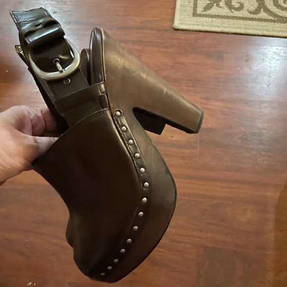 Daniblack Open Peep Toe Clog size 9.5 Brown ESPRESSO WAXY NAPPA shoe sling back - Picture 7 of 16